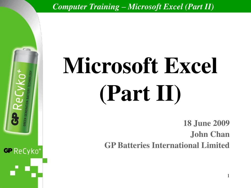 microsoft excel part ii