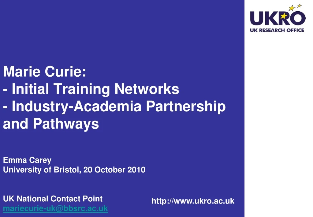 marie curie initial training networks industry