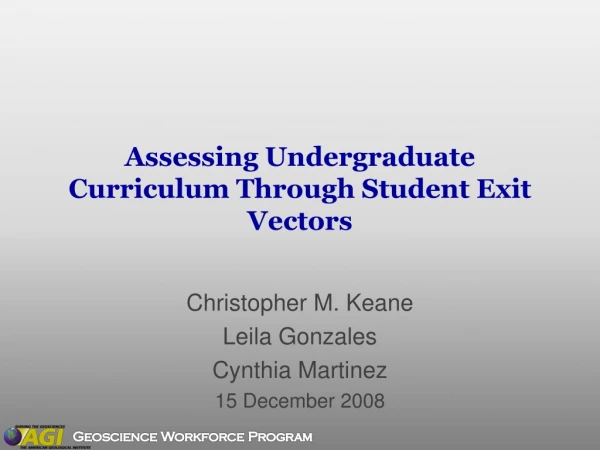 Assessing Undergraduate Curriculum Through Student Exit Vectors