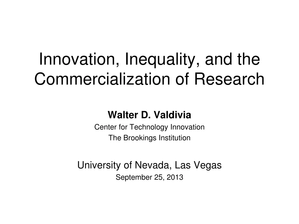 innovation inequality and the commercialization of research