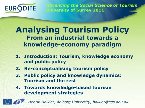 Analysing Tourism Policy  From an industrial towards a knowledge-economy paradigm
