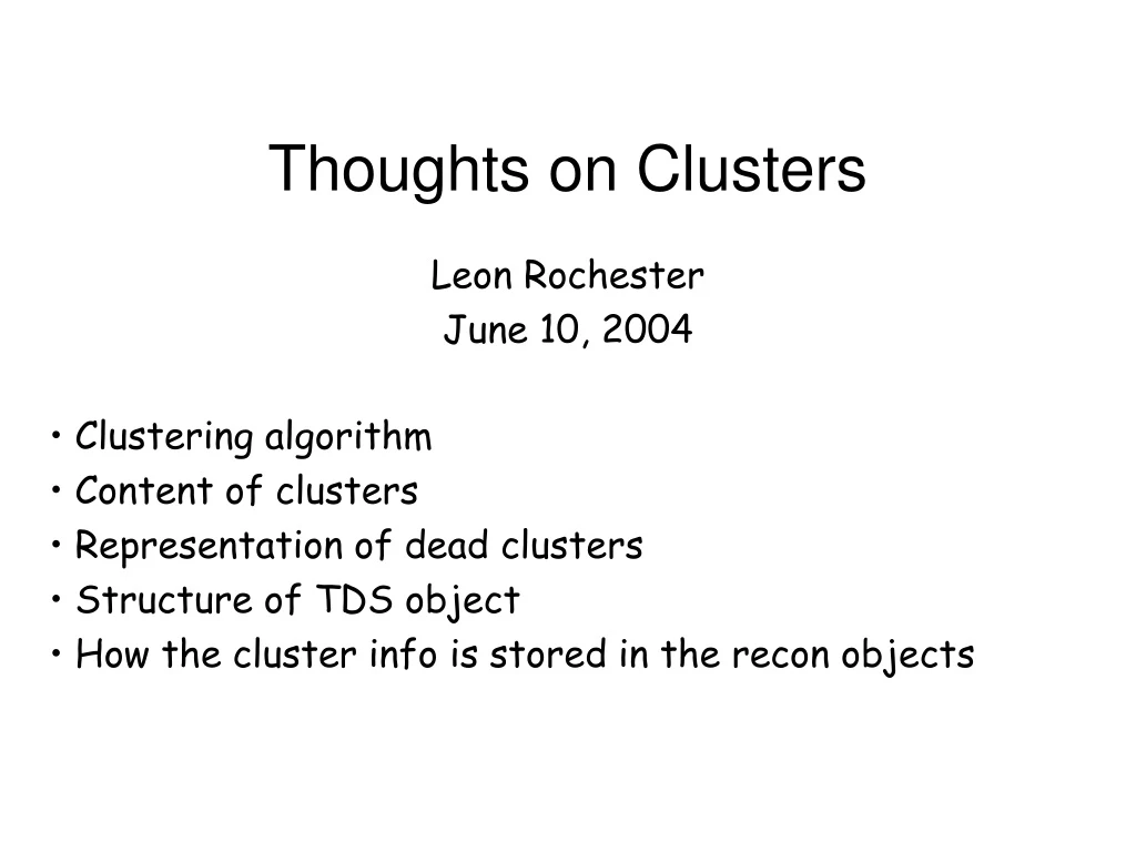 thoughts on clusters