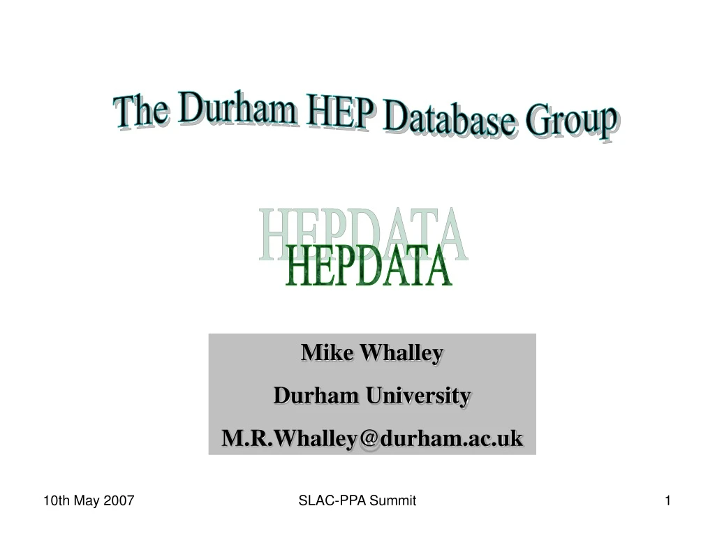 the durham hep database group