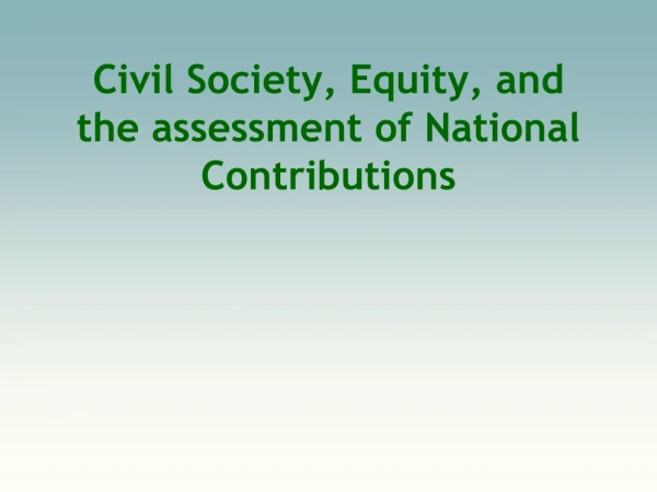 Civil Society, Equity, and the assessment of National Contributions