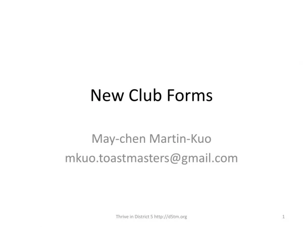 New Club Forms