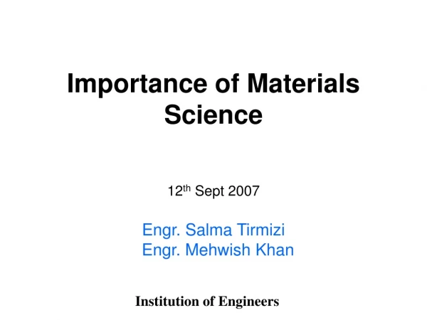 Importance of Materials Science