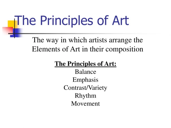 The Principles of Art