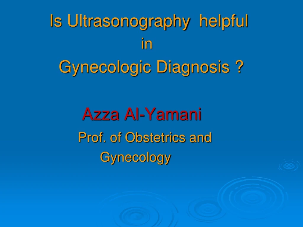is ultrasonography helpful in gynecologic