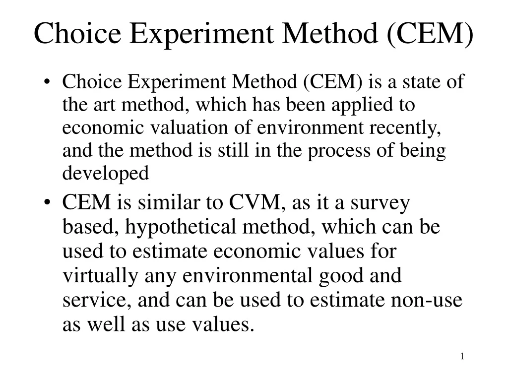 choice experiment method cem