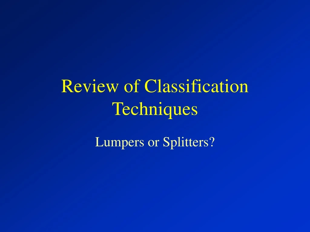 review of classification techniques