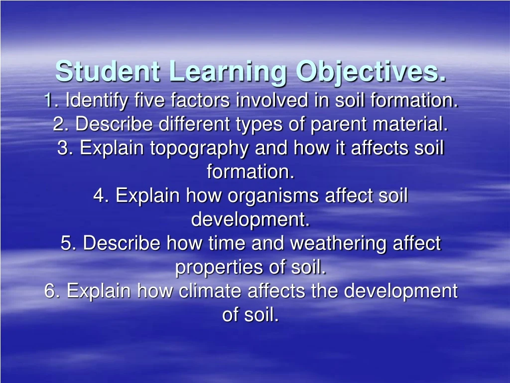 student learning objectives 1 identify five
