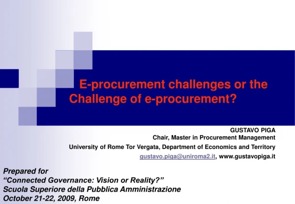 Prepared for  “Connected Governance: Vision or Reality?”