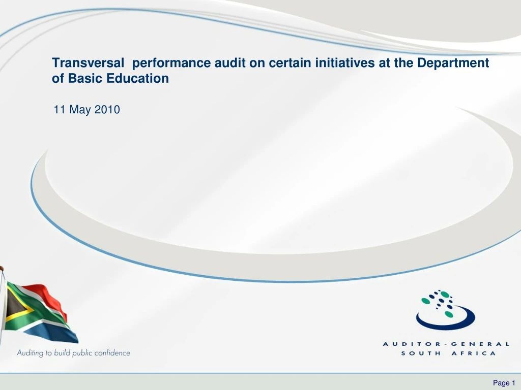 transversal performance audit on certain initiatives at the department of basic education