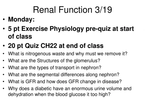 Renal Function 3/19