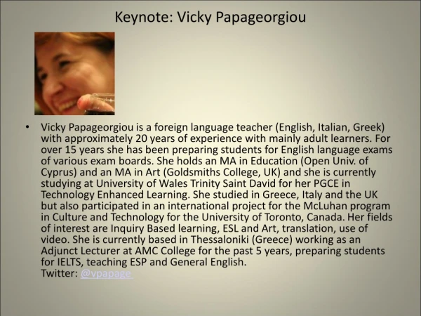 Keynote: Vicky Papageorgiou