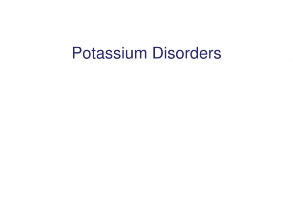 Potassium Disorders