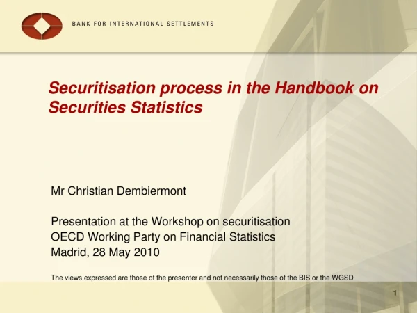 Securitisation process in the Handbook on Securities Statistics