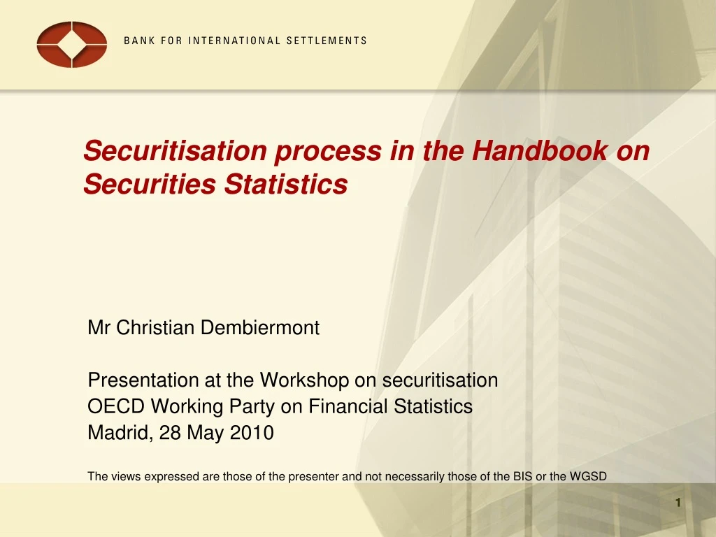 securitisation process in the handbook on securities statistics