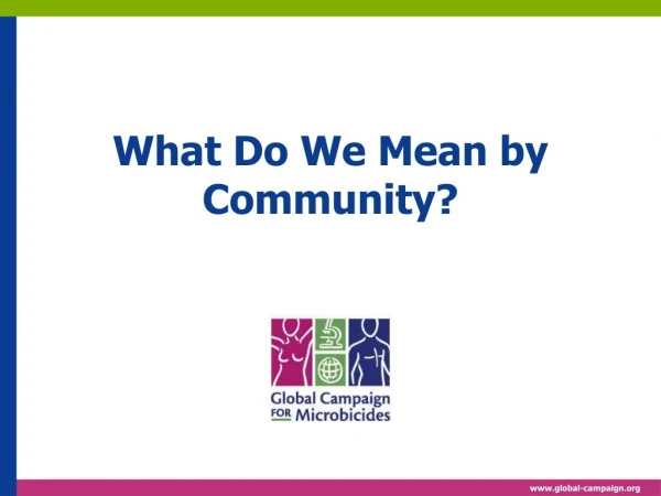 What Do We Mean by  Community?