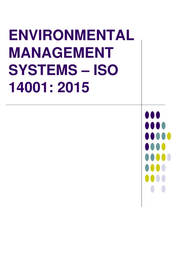 ENVIRONMENTAL MANAGEMENT SYSTEMS – ISO 14001: 2015