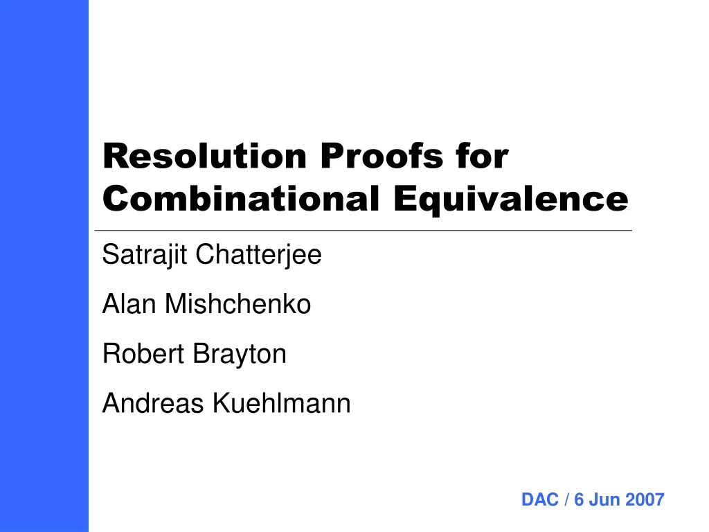 resolution proofs for combinational equivalence