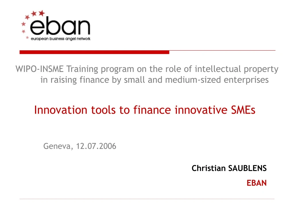 wipo insme training program on the role
