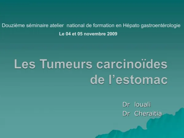 Les Tumeurs carcino des de l estomac