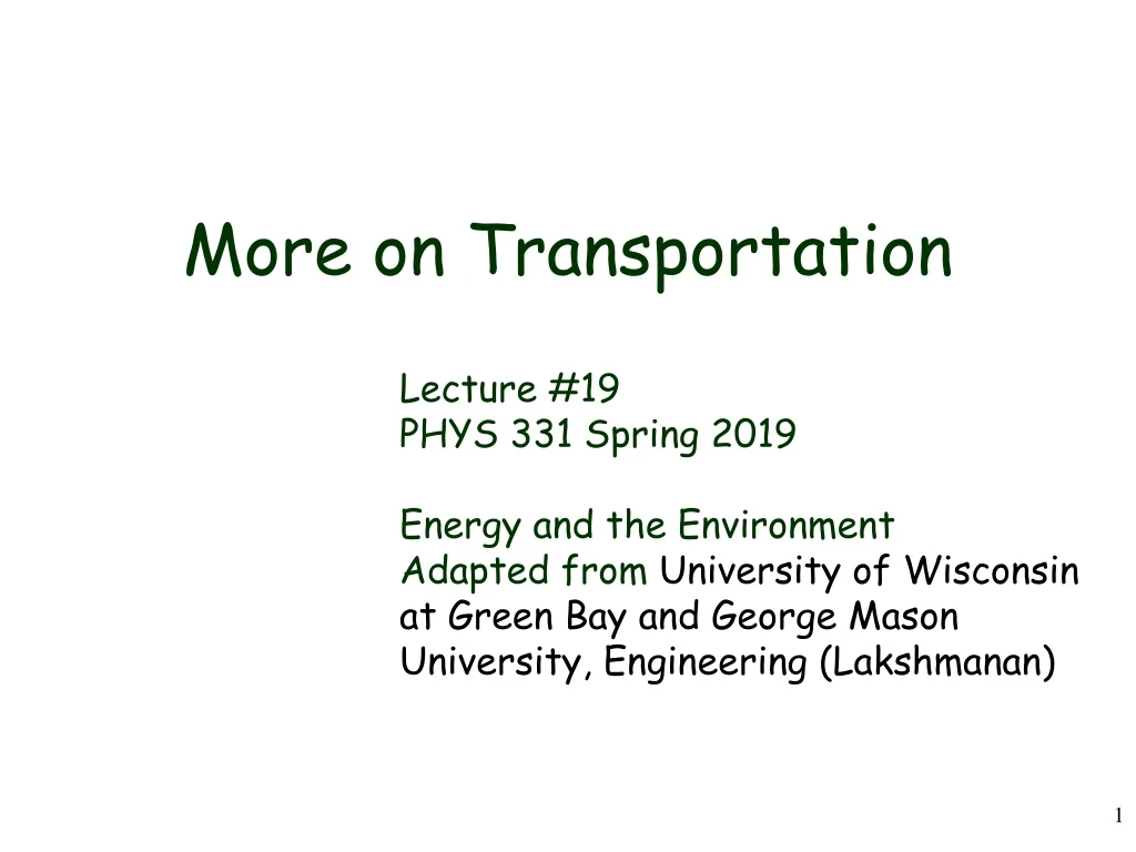 more on transportation