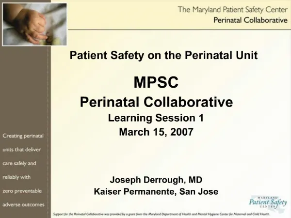 Patient Safety on the Perinatal Unit