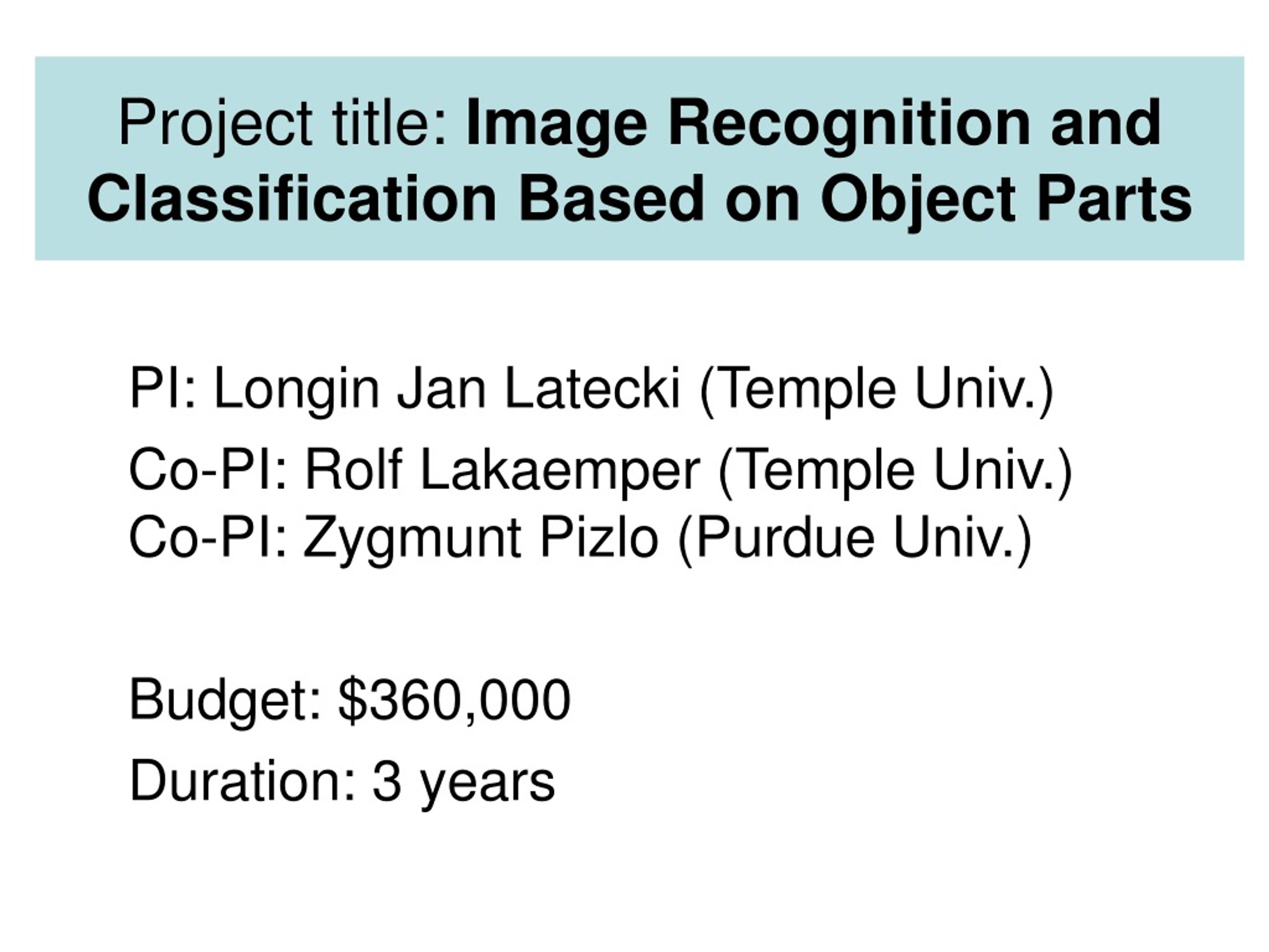 PPT - Project title: Image Recognition and Classification Based on ...