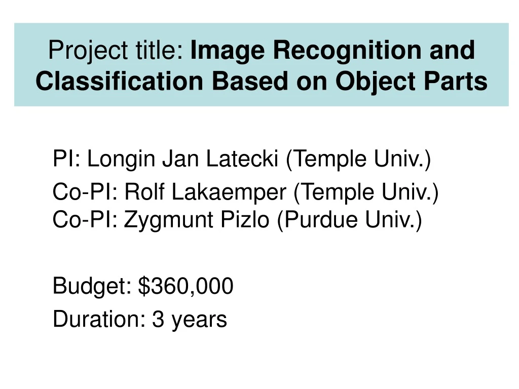 project title image recognition and classification based on object parts