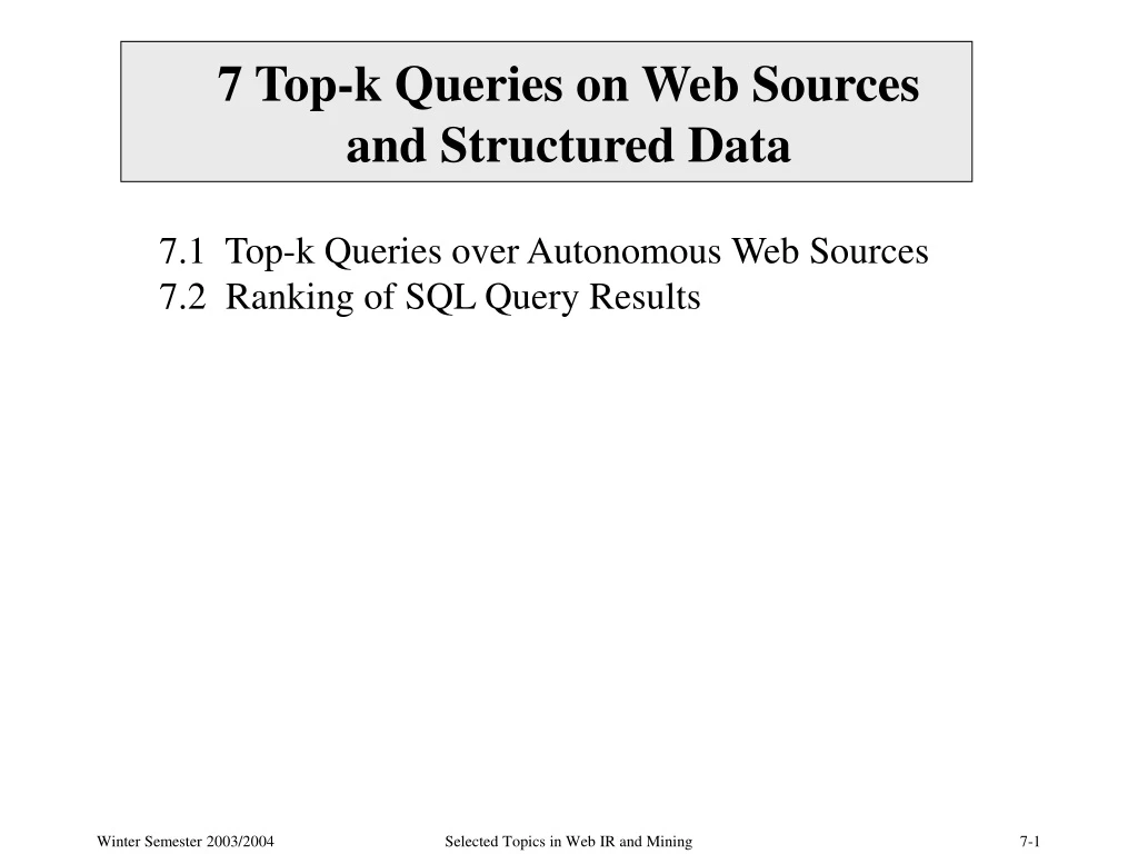 7 top k queries on web sources and structured data