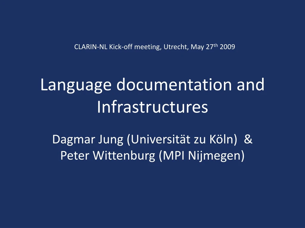 language documentation and infrastructures
