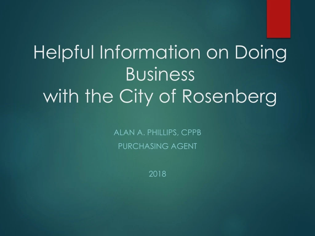helpful information on doing business with the city of rosenberg