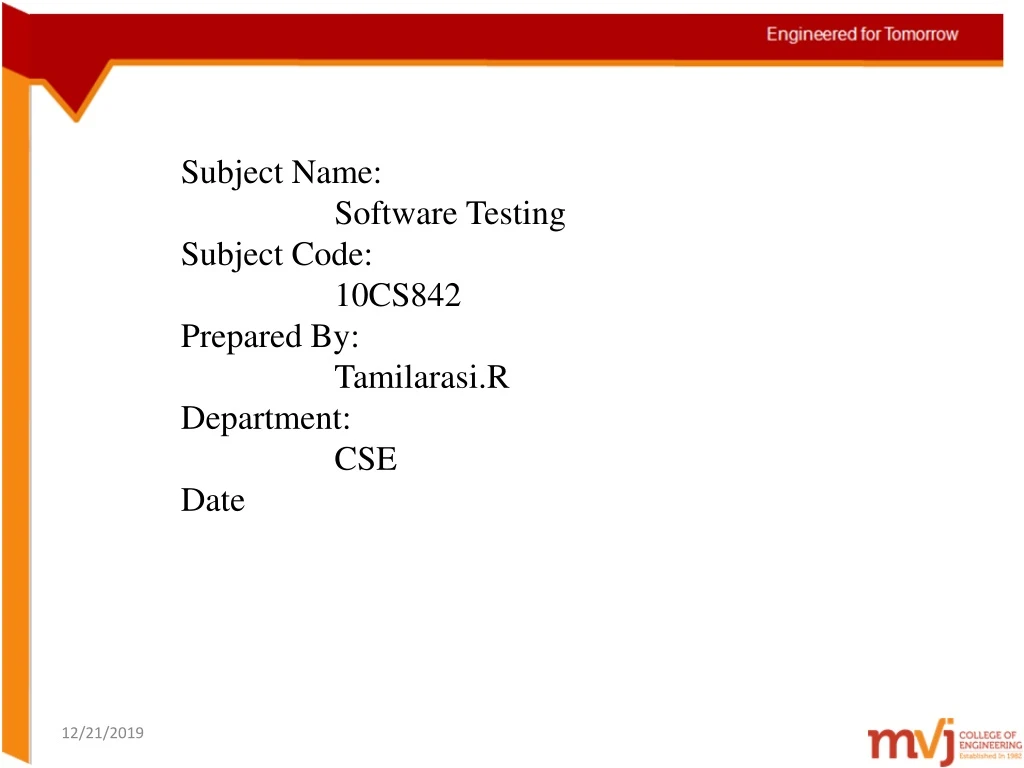 subject name software testing subject code