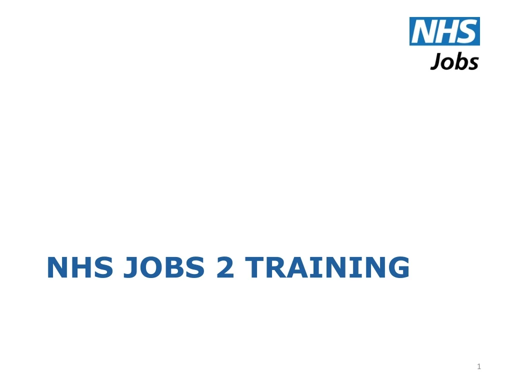 nhs jobs 2 training