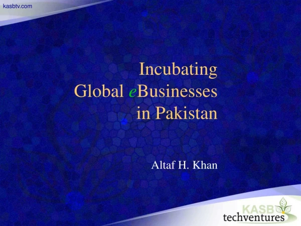 Incubating Global  e Businesses in Pakistan Altaf H. Khan