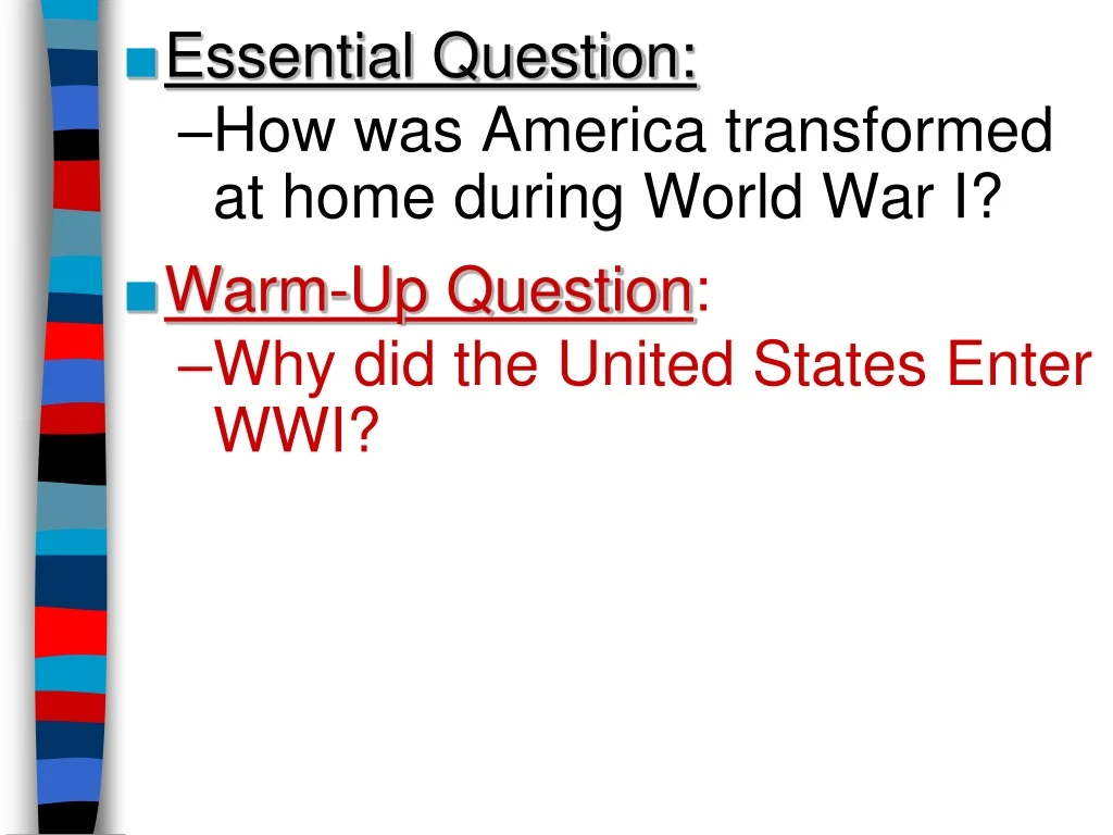 essential question how was america transformed