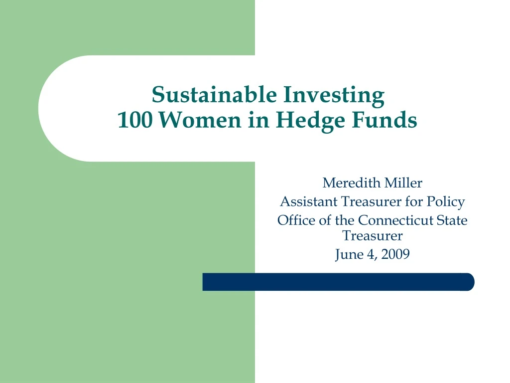 sustainable investing 100 women in hedge funds