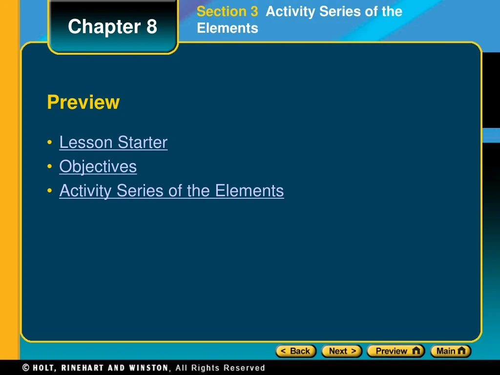 section 3 activity series of the elements