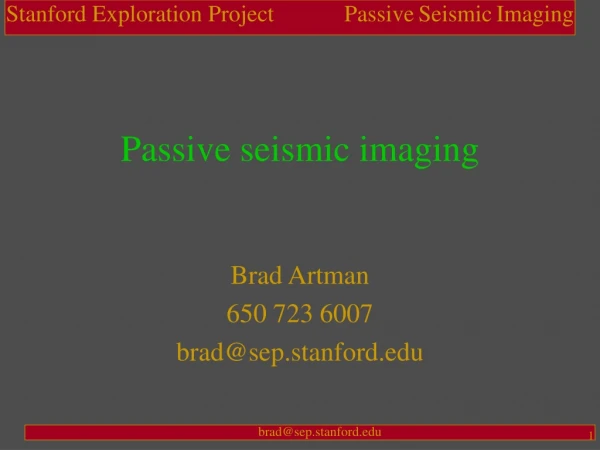 Passive seismic imaging