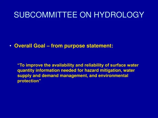 SUBCOMMITTEE ON HYDROLOGY