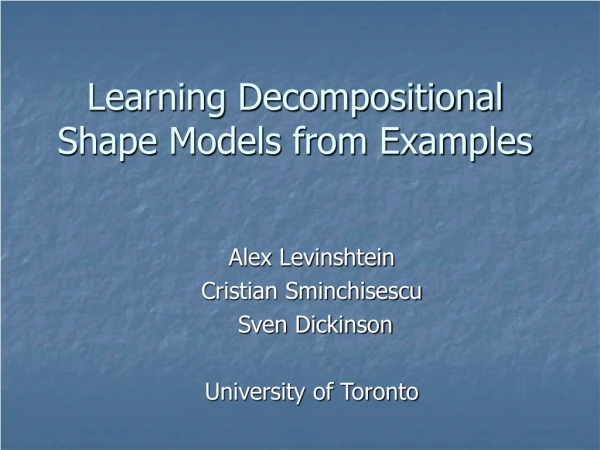 Learning Decompositional Shape Models from Examples