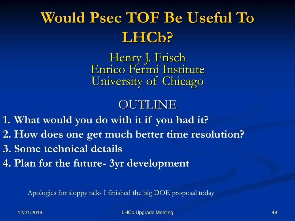 would psec tof be useful to lhcb