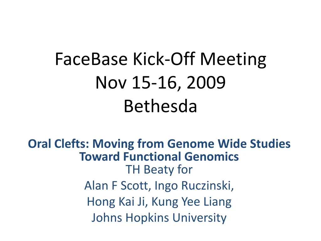 facebase kick off meeting nov 15 16 2009 bethesda