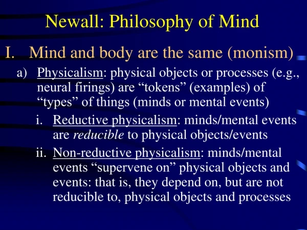Newall: Philosophy of Mind