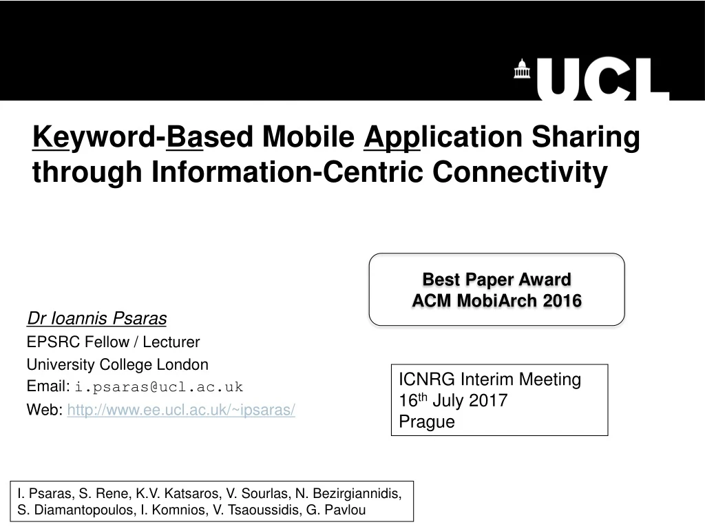 ke yword ba sed mobile app lication sharing through information centric connectivity