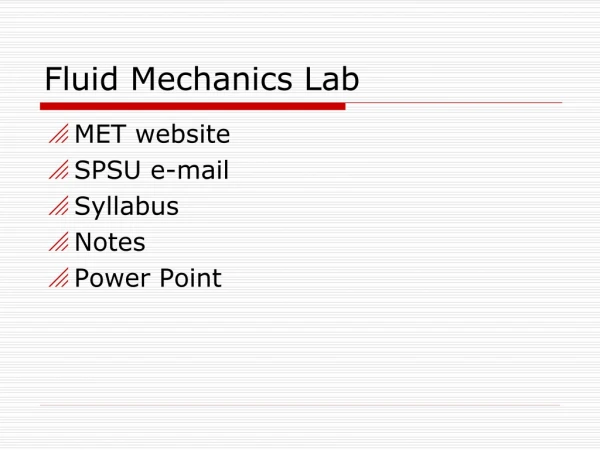 Fluid Mechanics Lab