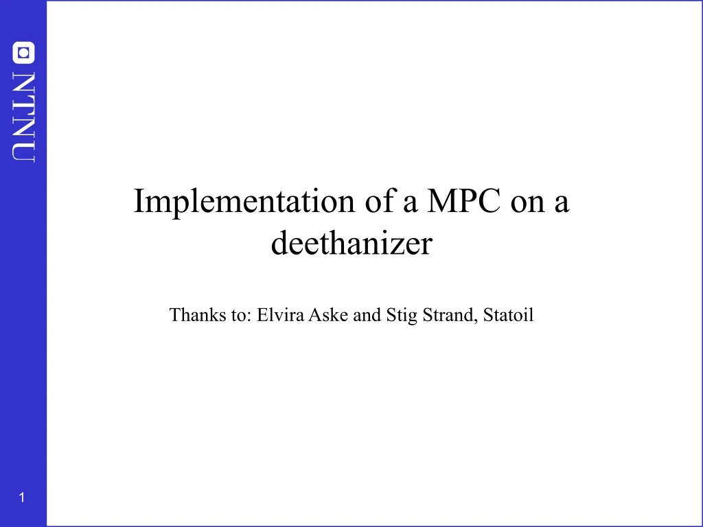 implementation of a mpc on a deethanizer