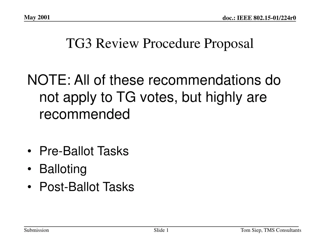 tg3 review procedure proposal